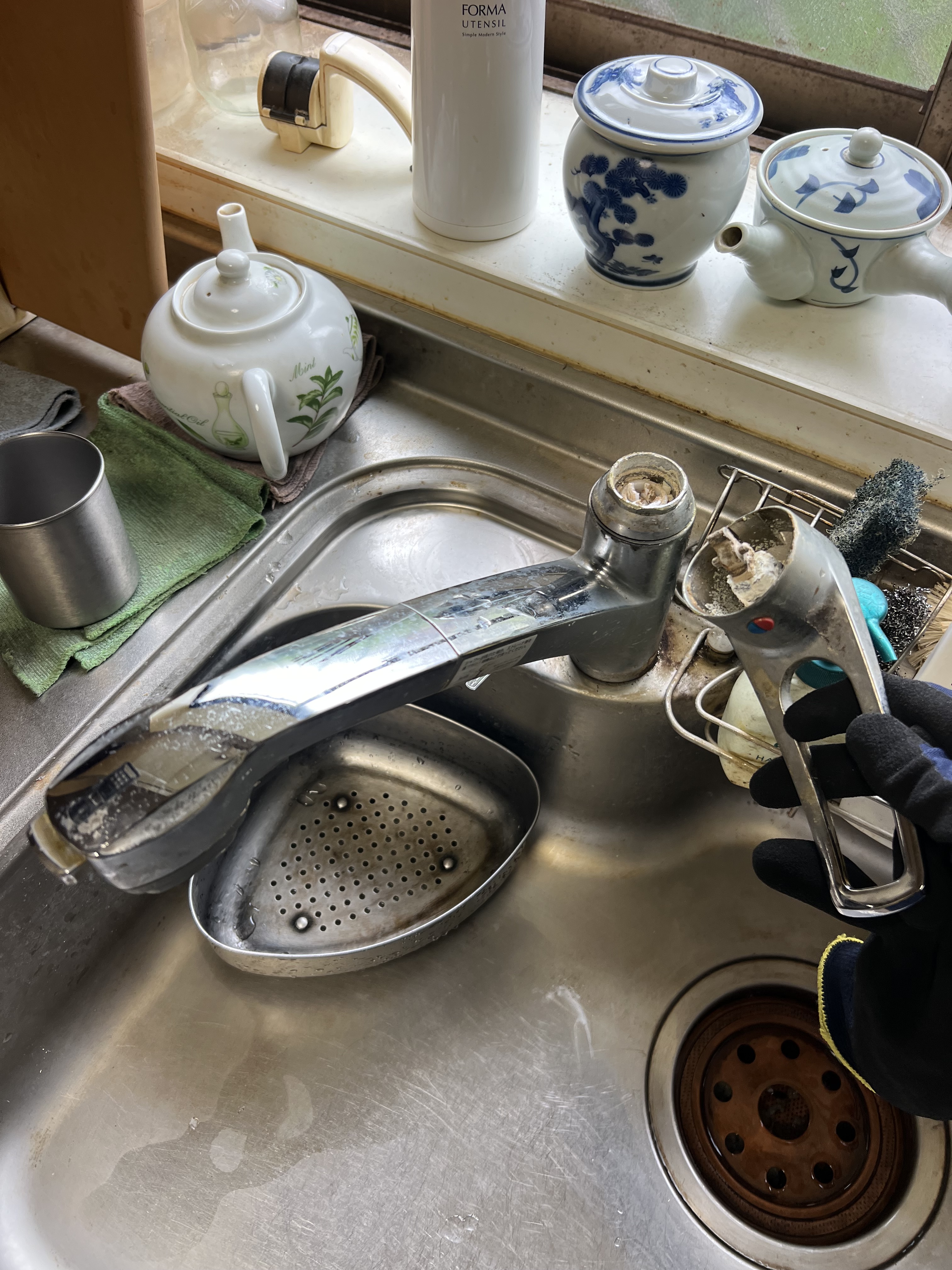 茨城県常総市にてキッチン蛇口故障修理工事前写真